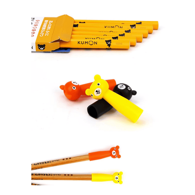 Kumon Pen Cap Pencil Extension Pen Grips Cap Bear 3Pics-1875027507166711810