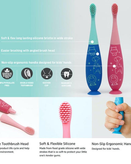 Marcus & Marcus - 24M+ Reusable Silicone Toothbrush blue-1875027475084480515