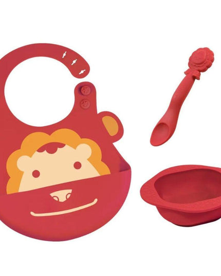 Marcus & Marcus-Baby Silicone Feeding Gift Set Marcus theLion- Red-1875027466909782016