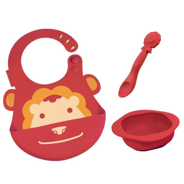 Marcus & Marcus-Baby Silicone Feeding Gift Set Marcus theLion- Red-1875027466909782016