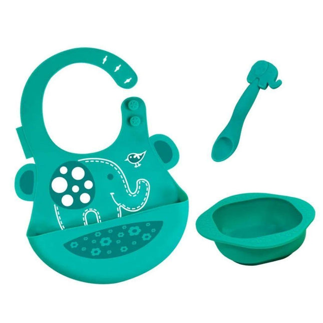 Marcus & Marcus-Baby Silicone Feeding Gift Set Ollie the Elephant green-1875027465609547776