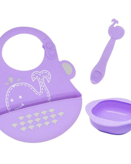 Marcus & Marcus-Baby Silicone Feeding Gift Set Willo the Whale-Purple-1875027466049949696