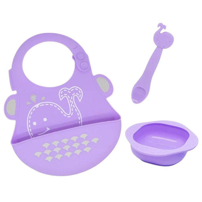 Marcus & Marcus-Baby Silicone Feeding Gift Set Willo the Whale-Purple-1875027466049949696