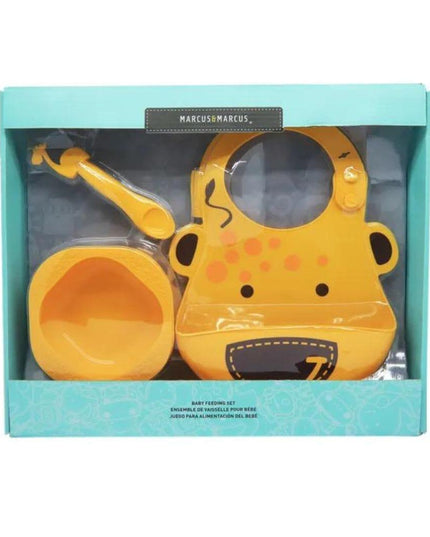 Marcus & Marcus-Baby Silicone Feeding Gift Set Marcus theLion- Red-1875027466909782017