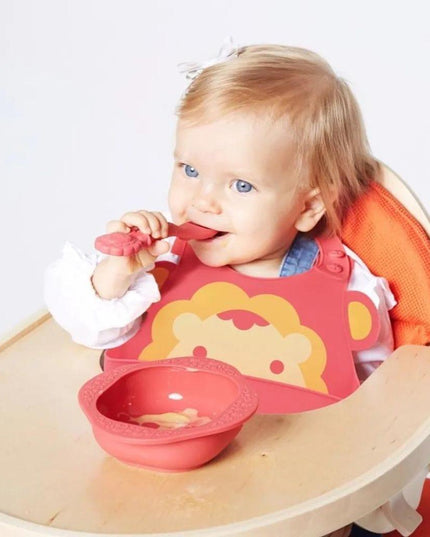 Marcus & Marcus-Baby Silicone Feeding Gift Set Marcus theLion- Red-1875027466909782019