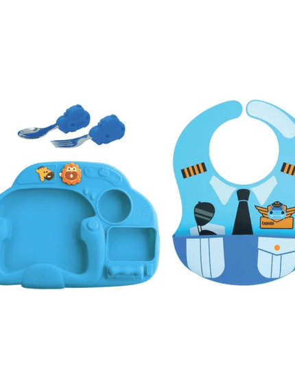 Marcus & Marcus - Creative Plate Toddler Mealtime Set Ollie Green-1875027423997857792