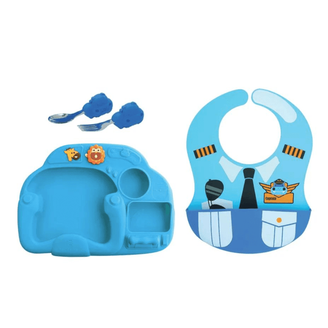 Marcus & Marcus - Creative Plate Toddler Mealtime Set Ollie Green-1875027423997857792