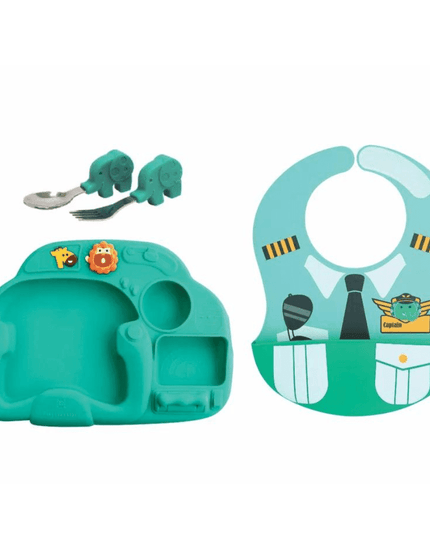 Marcus & Marcus - Creative Plate Toddler Mealtime Set Lucas Blue-1875027423817502720
