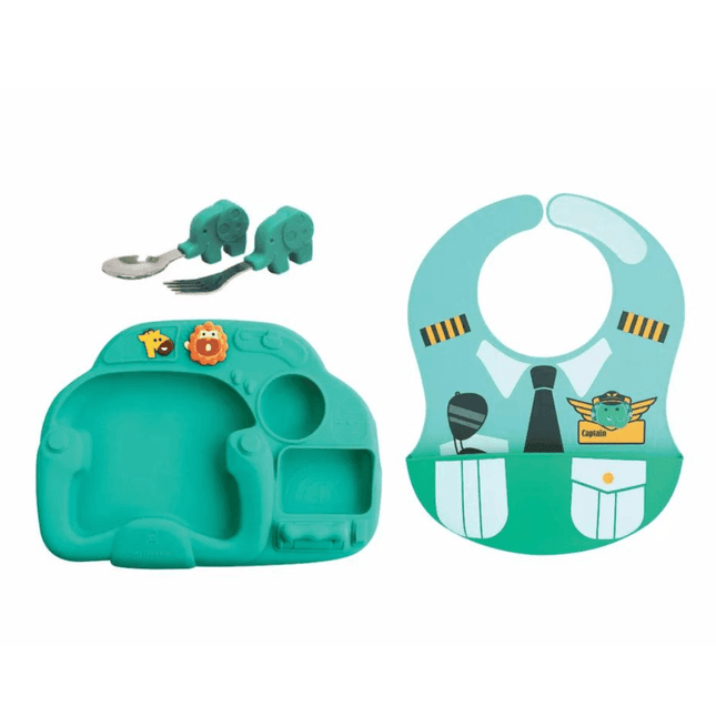 Marcus & Marcus - Creative Plate Toddler Mealtime Set Lucas Blue-1875027423817502720