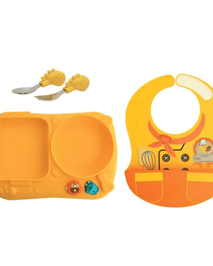 Marcus & Marcus - Creative Plate Toddler Mealtime Set Lola Yellow-1875027424329207809