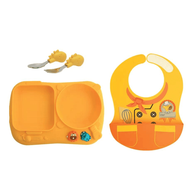 Marcus & Marcus - Creative Plate Toddler Mealtime Set Lola Yellow-1875027424329207809