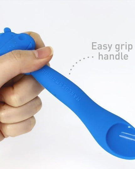 Marcus & marcus - Feeding Spoon Lucas the Hippo- Blue-1875027531866968068