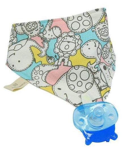 Marcus & Marcus- Organic Bandana Bib & Pacifier Bib Lucas the Hippo- Blue-1875027427399438336