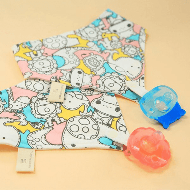 Marcus & Marcus- Organic Bandana Bib & Pacifier Bib Lucas the Hippo- Blue-1875027427399438337