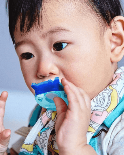 Marcus & Marcus- Organic Bandana Bib & Pacifier Bib Lucas the Hippo- Blue-1875027427399438341