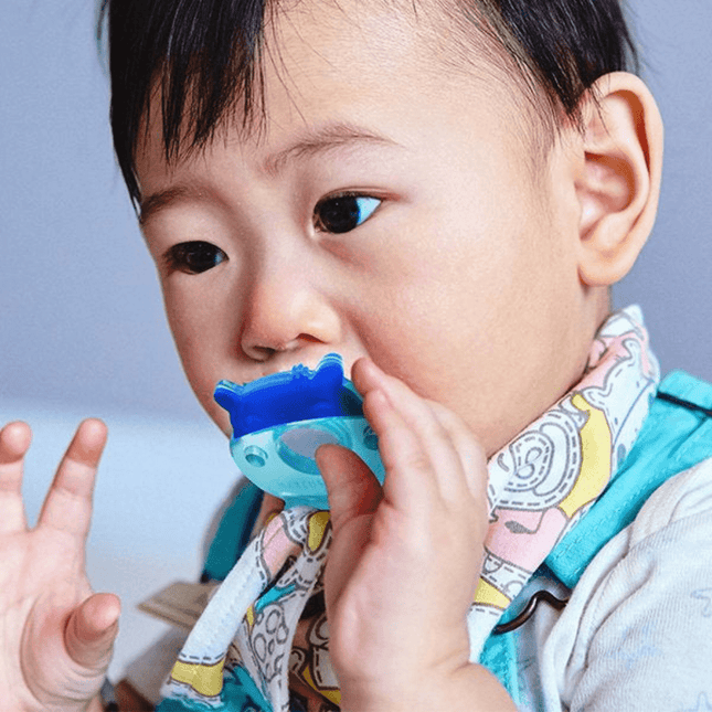 Marcus & Marcus- Organic Bandana Bib & Pacifier Bib Lucas the Hippo- Blue-1875027427399438341