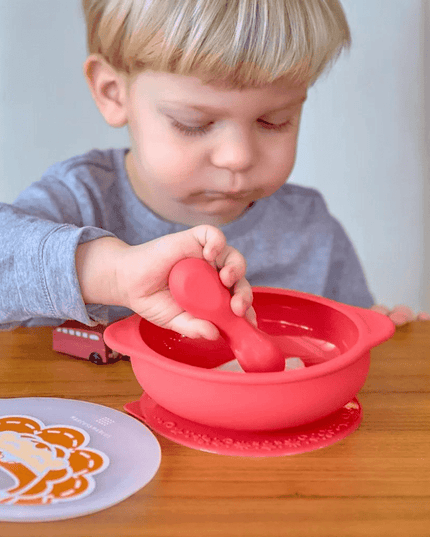 Marcus & Marcus- Palm Grasp Self Feeding Spoon Ollie the Elephant green-1875027508563415043