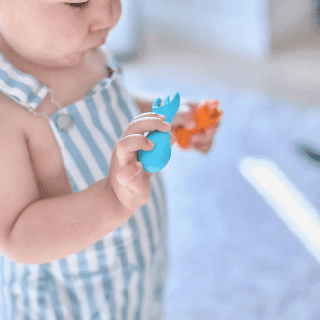 Marcus & Marcus -Palm Grasp Silicone Spoon & Fork Set Ollie the Elephant green-1875027415512780806