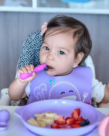 Marcus & Marcus -Palm Grasp Silicone Spoon & Fork Set Willo the Whale-Purple-1875027516012498949