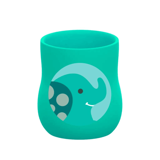 Marcus & Marcus - Silicone Baby Training Cup (4oz) Ollie the Elephant- green-1875027511331655680