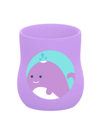 Marcus & Marcus - Silicone Baby Training Cup (4oz) Willo the Whale-Lilac-1875027511465873408