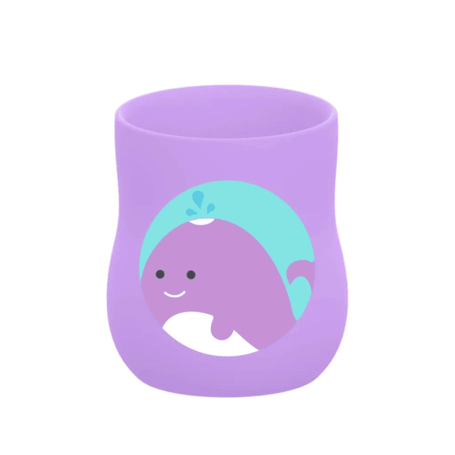 Marcus & Marcus - Silicone Baby Training Cup (4oz) Willo the Whale-Lilac-1875027511465873408