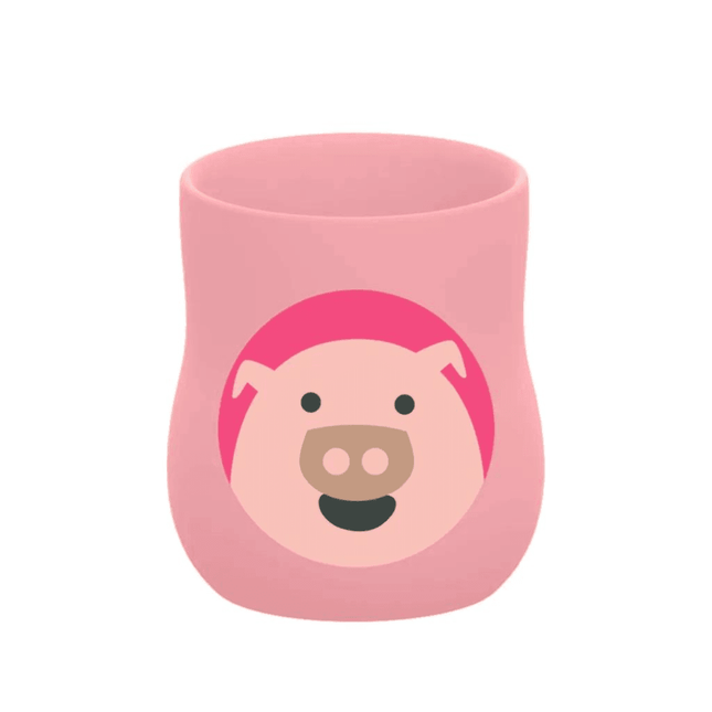 Marcus & Marcus - Silicone Baby Training Cup (4oz) Pocky the Pig-Pink-1875027511742697472