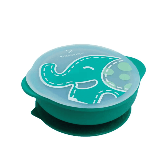 Marcus & Marcus - Sunction Bowl with Lid Ollie the Elephant green-1875027468293902336