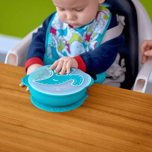 Marcus & Marcus - Sunction Bowl with Lid Lucas the Hippo- Blue-1875027468444897286