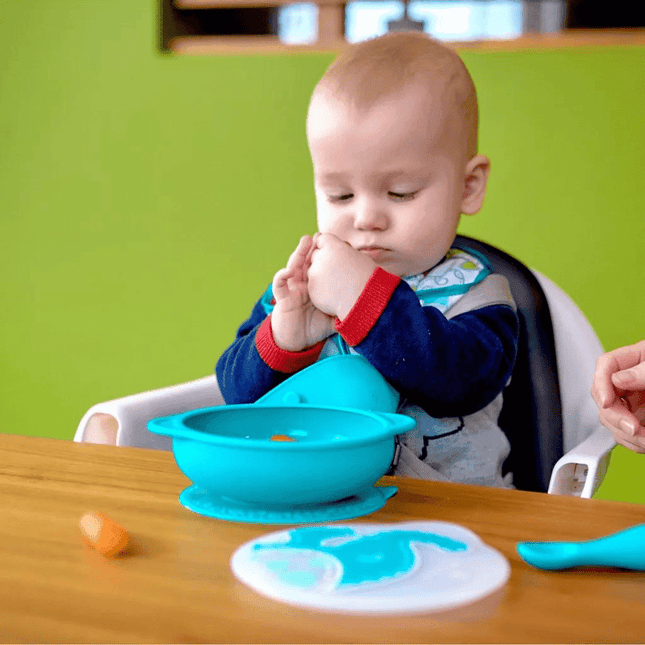 Marcus & Marcus - Sunction Bowl with Lid Lucas the Hippo- Blue-1875027468444897287