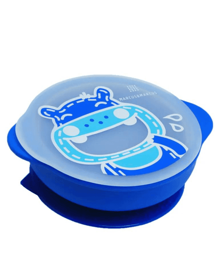 Marcus & Marcus - Sunction Bowl with Lid Lucas the Hippo- Blue-1875027468444897280