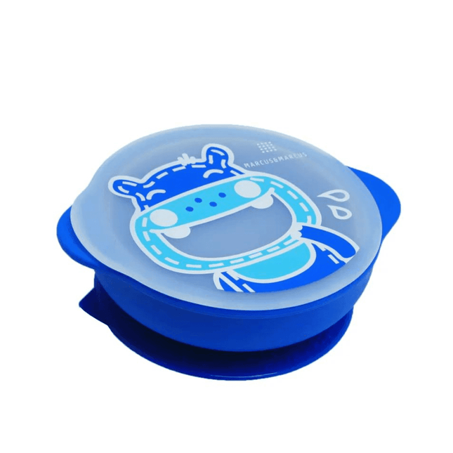 Marcus & Marcus - Sunction Bowl with Lid Lucas the Hippo- Blue-1875027468444897280