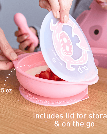 Marcus & Marcus - Sunction Bowl with Lid Pocky the Pig-Pink-1875027468595892226