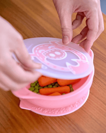Marcus & Marcus - Sunction Bowl with Lid Pocky the Pig-Pink-1875027468595892227