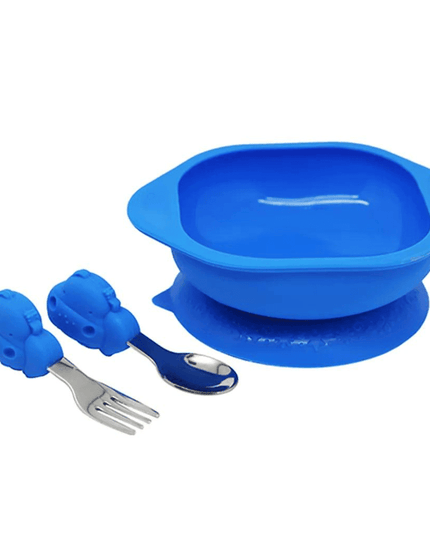 Marcus & Marcus-Toddler Silicone Mealtime Gift Set Lucas the Hippo- Blue-1875027472341405696