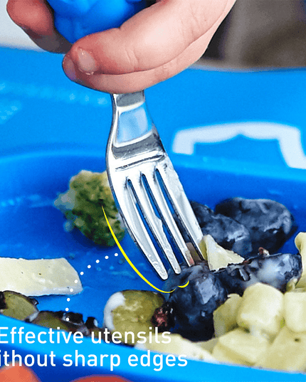 Marcus & Marcus-Toddler Silicone Mealtime Gift Set Lucas the Hippo- Blue-1875027472341405699