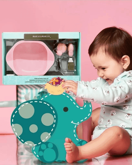 Marcus & Marcus-Toddler Silicone Mealtime Gift Set Lucas the Hippo- Blue-1875027472341405702