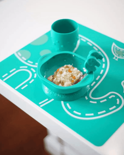 Marcus & Marcus-Toddler Silicone Mealtime Gift Set Lucas the Hippo- Blue-1875027472341405703