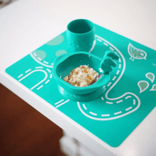 Marcus & Marcus-Toddler Silicone Mealtime Gift Set Lucas the Hippo- Blue-1875027472341405703