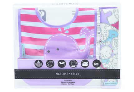 Marcus & Marcus - travel bib Lucas the Hippo- Blue-1875027518390669314