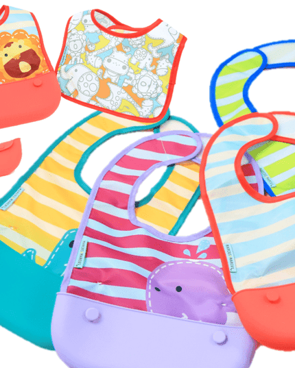 Marcus & Marcus - travel bib Lucas the Hippo- Blue-1875027518390669315