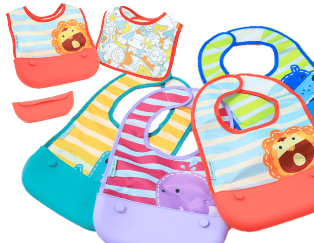 Marcus & Marcus - travel bib Lucas the Hippo- Blue-1875027518390669315