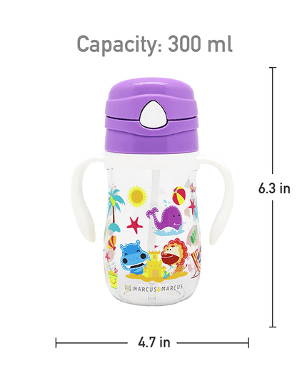 Marcus & Marcus-Tritan Straw Drink Bottle Willo the Whale-Purple-1875027476468600836