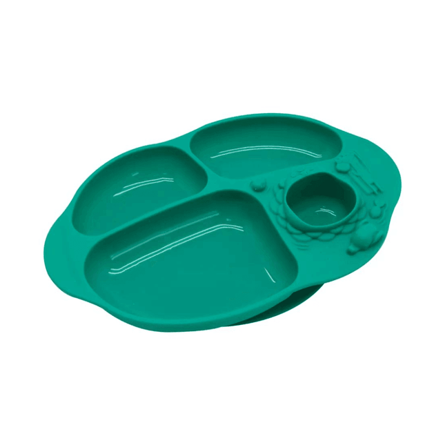 Marcus & Marcus -Yummy Dips Suction Divided Plate Ollie the Elephant green-1875027462530928640