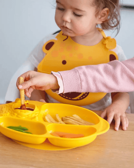 Marcus & Marcus -Yummy Dips Suction Divided Plate Lucas the Hippo- Blue-1875027463151685636