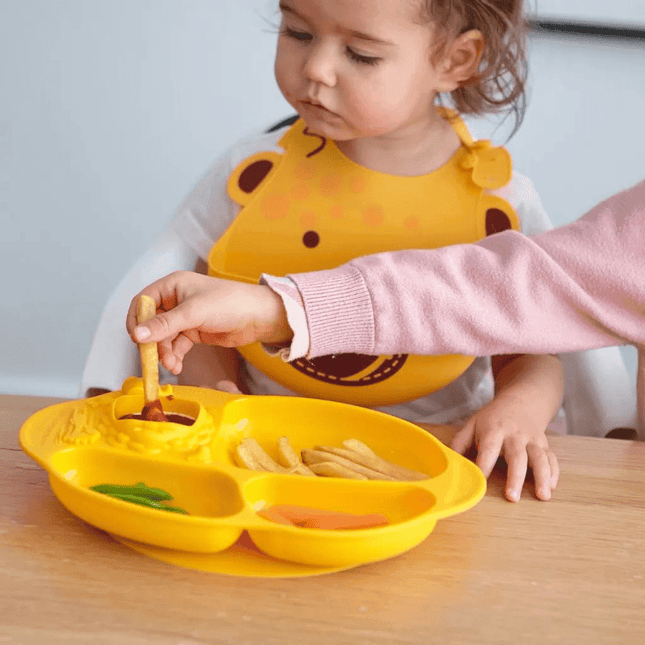 Marcus & Marcus -Yummy Dips Suction Divided Plate Lucas the Hippo- Blue-1875027463151685636