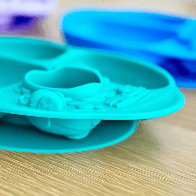 Marcus & Marcus -Yummy Dips Suction Divided Plate Lucas the Hippo- Blue-1875027463151685640