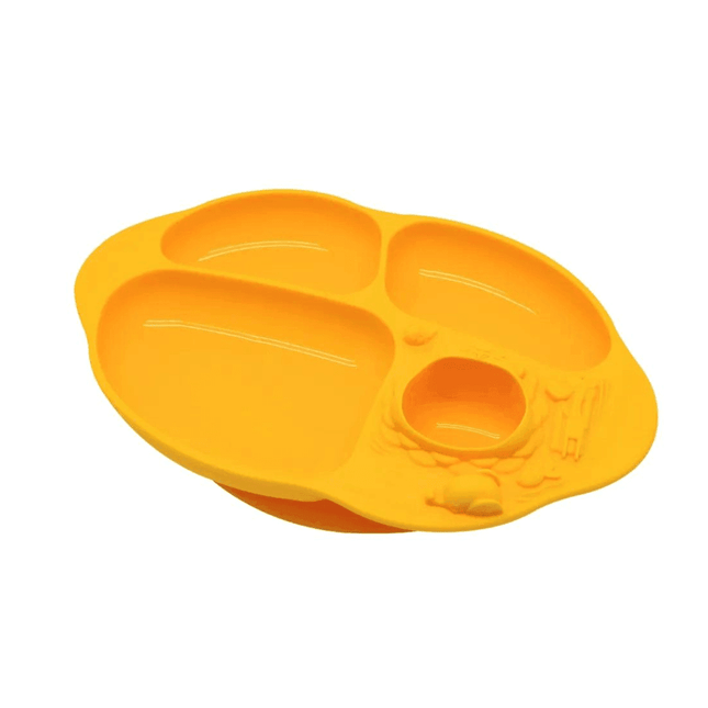 Marcus & Marcus -Yummy Dips Suction Divided Plate Lola the Giraffe-Yellow-1875027463302680577