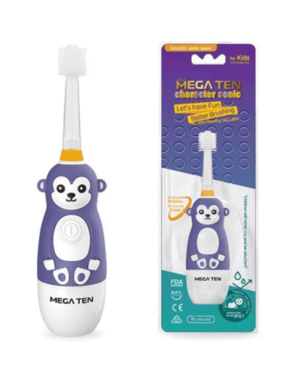 MEGA TEN 360-Degree Kids Electric Toothbrush with LED Light 1-4 Yrs Monkey-1875027403600957440