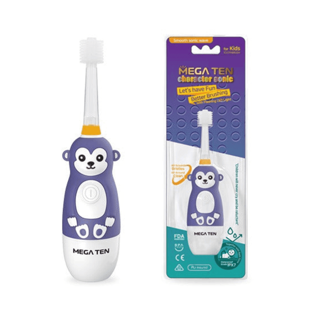 MEGA TEN 360-Degree Kids Electric Toothbrush with LED Light 1-4 Yrs Monkey-1875027403600957440